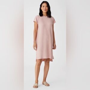 Eileen Fisher Textured Stretch Rib Crew Neck Dress